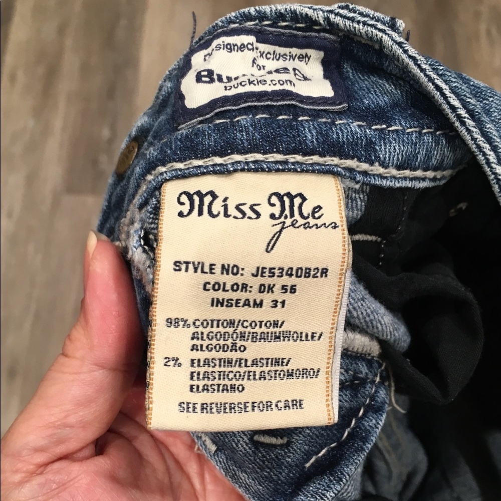 MISS ME Distressed Beaded Jeans Size 25 - Picture 6 of 7
